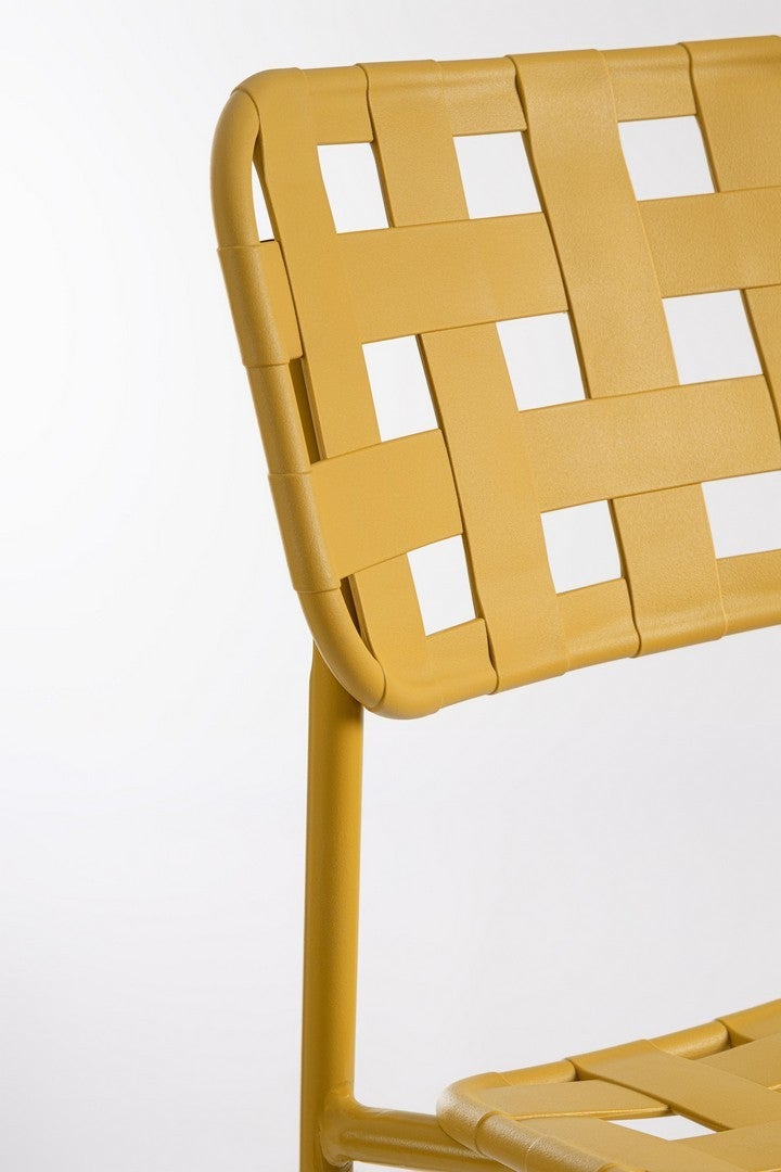 Tabouret d'extérieur en acier et polypropylène résistant aux UV, jaune - 6
