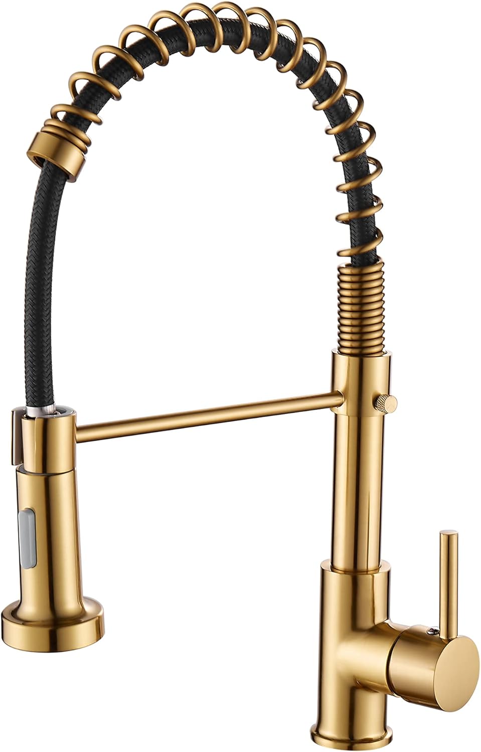 Bateria kuchenna wyciągana, jednouchwytowa, mosiężna, sprężynowa, do zlewu kuchennego (matowe złoto)