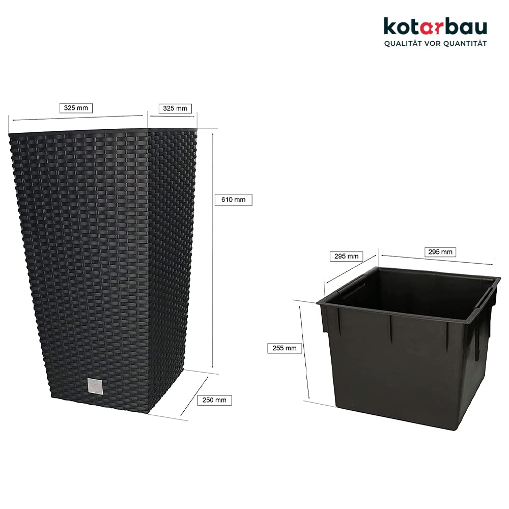 Doniczka rattan osłona donica antracyt 610 + wkład - KOTARBAU - 2