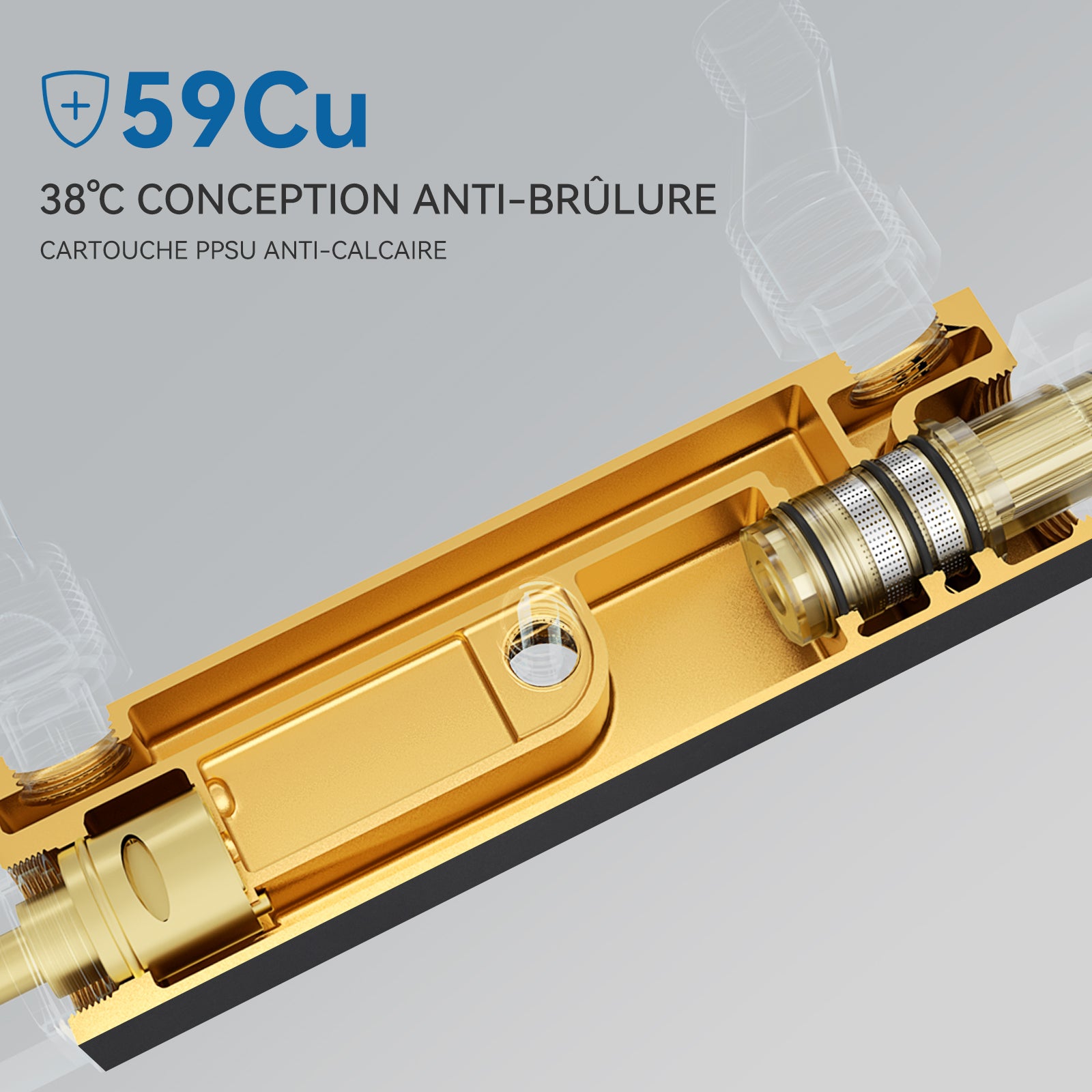 Columna de ducha termostática Auralum Max,columna ducha con mezclador/teleducha de 30 x 30 cm,altura del rociador ajustable entre 80 y 124 cm,negro - 3