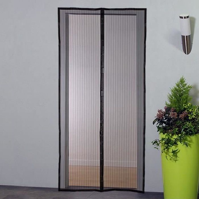 Moustiquaire rideau pour porte magnétique - H220 cm x L100 cm - Polyester noir - - 4