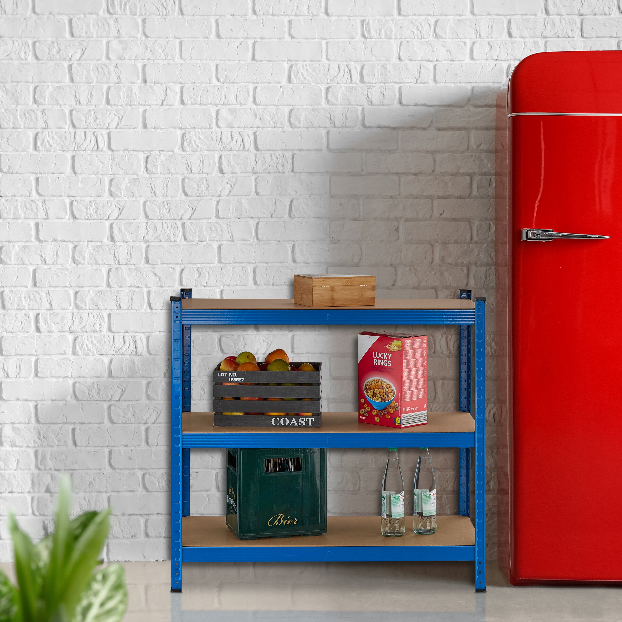 Relaxdays Étagère à charge lourde, 5 niveaux, HxLxP : 180x100x40 cm, jusqu'à 500 kg, acier, pour garage & cave, bleu - 5