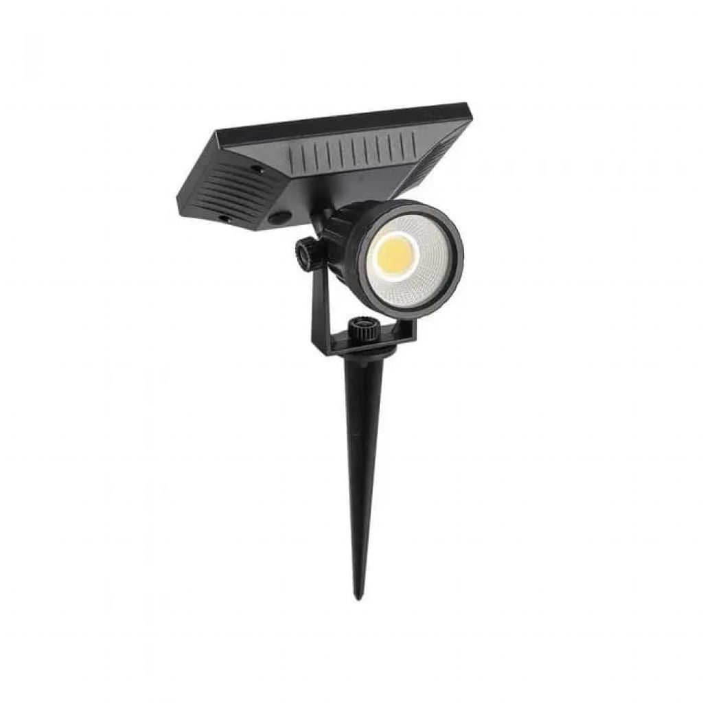 Reflektor ogrodowy LED z kolcem, czarny, z panelem słonecznym, 2 W, 3000 K, IP65