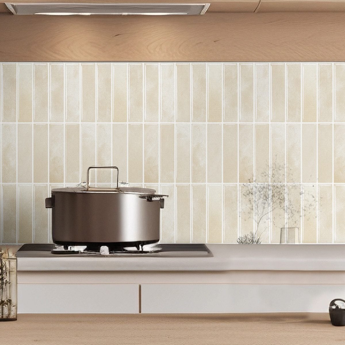 10 pezzi di paraschizzi adesivi, paraschizzi adesivi per cucina, bagno, piastrelle da parete, Cachi chiaro - 4