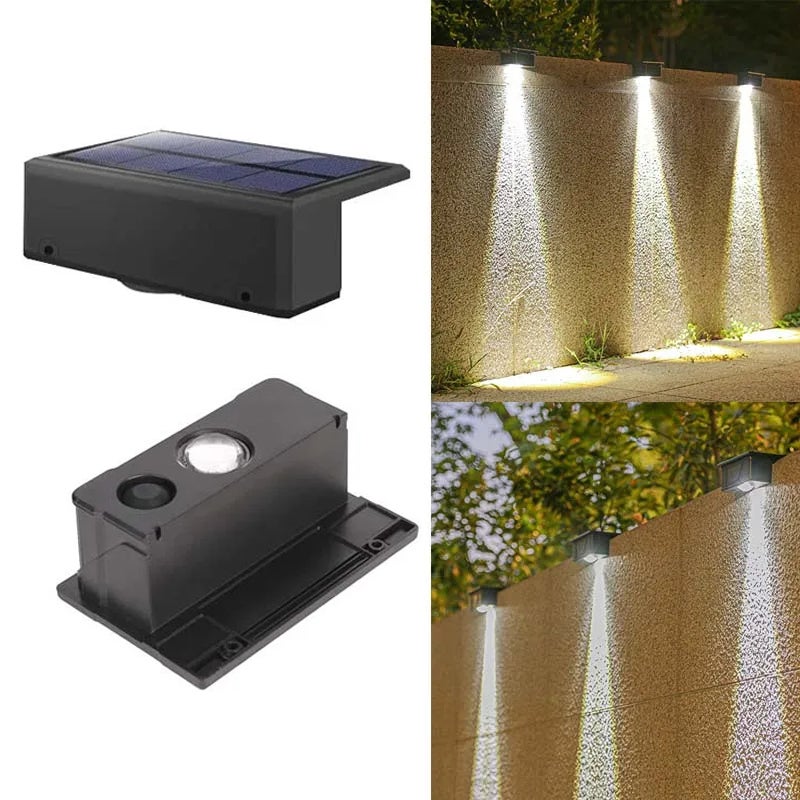 Zestaw 2 słonecznych kinkietów ogrodzeniowych, wodoodporne oświetlenie LED do patio, balustrady, dekoracji podwórka, białe światło