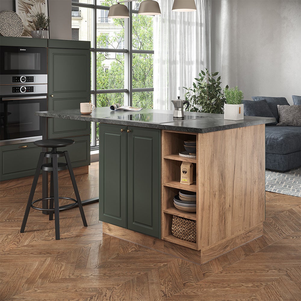 Vicco Îlot de cuisine Fame-Line, Chêne vert et or/chêne doré, 90cm sans PT - 4