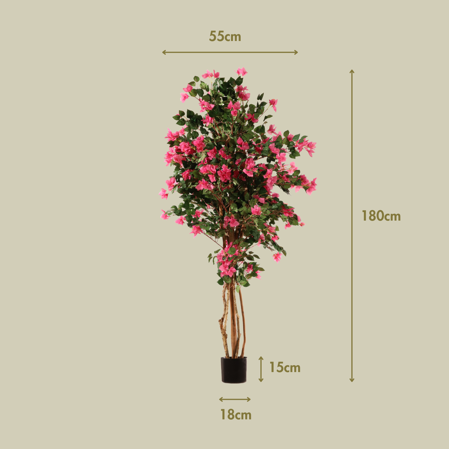 Planta artificial Árbol buganvilla 180 cm | Naturing Monde - Para interior - Tronco natural - En maceta - 3