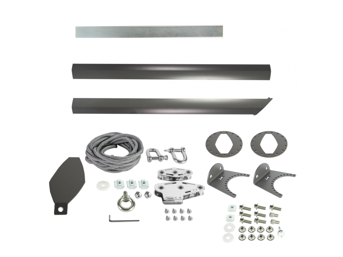 Mât En Aluminium Pour Voiles Ombrage - Hauteur Réglable 290cm Couleur Anthracite Avec Fixation Murales - 4