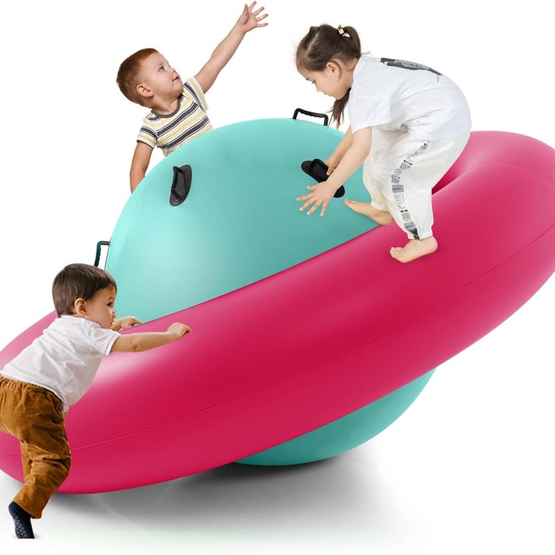 Nadmuchiwana Huśtawka Ogrodowa dla Dzieci, Różowa, Nośność 113 kg, dla 3 Dzieci Powyżej 5 lat, Pompa nie w Zestawie