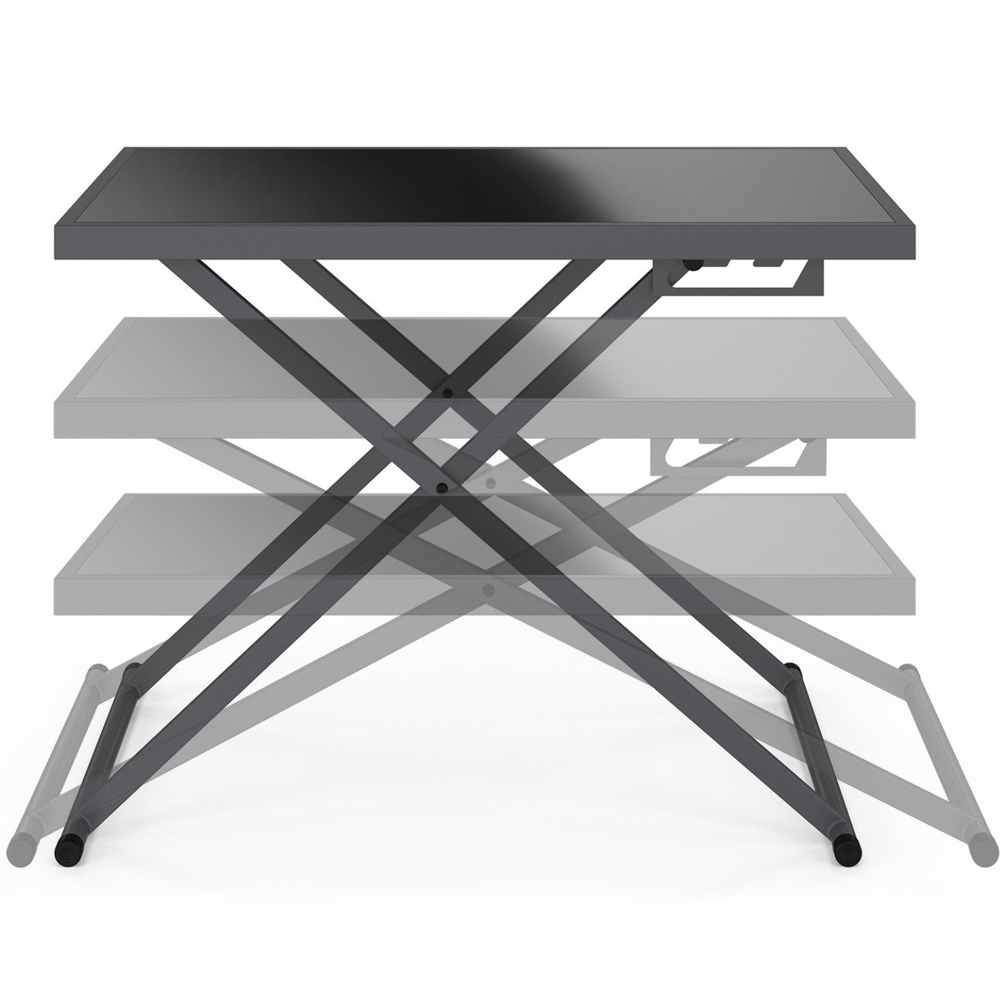 Table de jardin relevable rectangulaire 100 cm OLIE en métal gris anthracite et plateau verre gris - 4