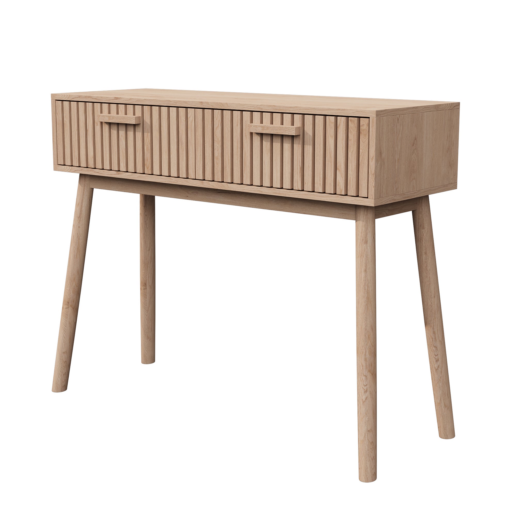 Console en Bois avec 2 Tiroirs pour Salon ou Entrée, Style naturel, Table Console, Table d’Appoint, 100x35x80cm - 9