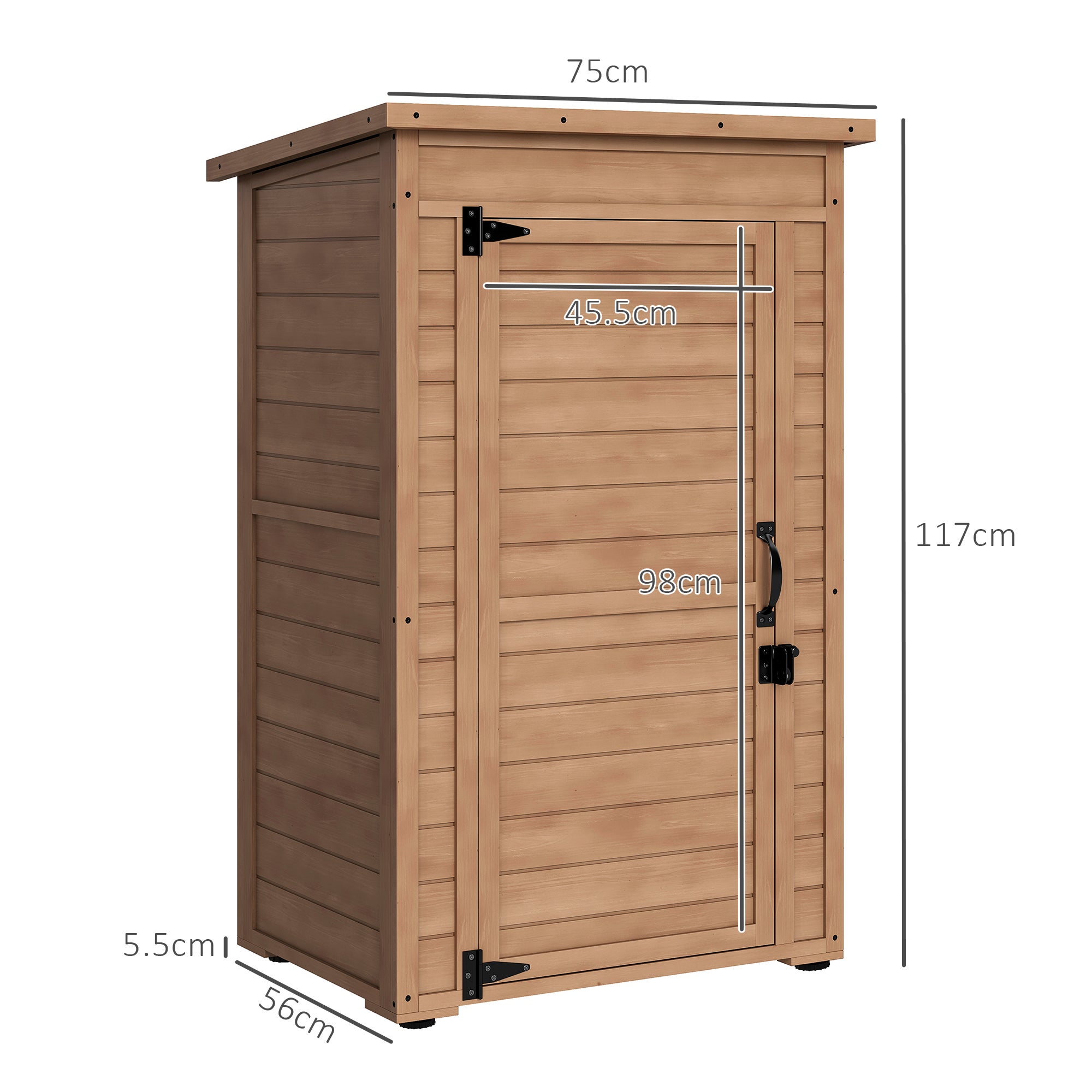 Outsunny Armadio da Giardino in Legno con Ripiano Regolabile e Catenaccio, 75x56x117cm, Marrone - 3