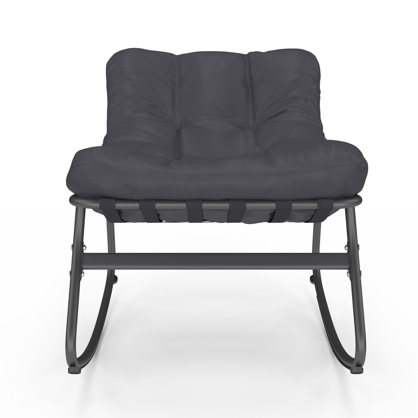 Lot de 2 fauteuils de jardin à bascule ARONA gris anthracite coussin gris - 3