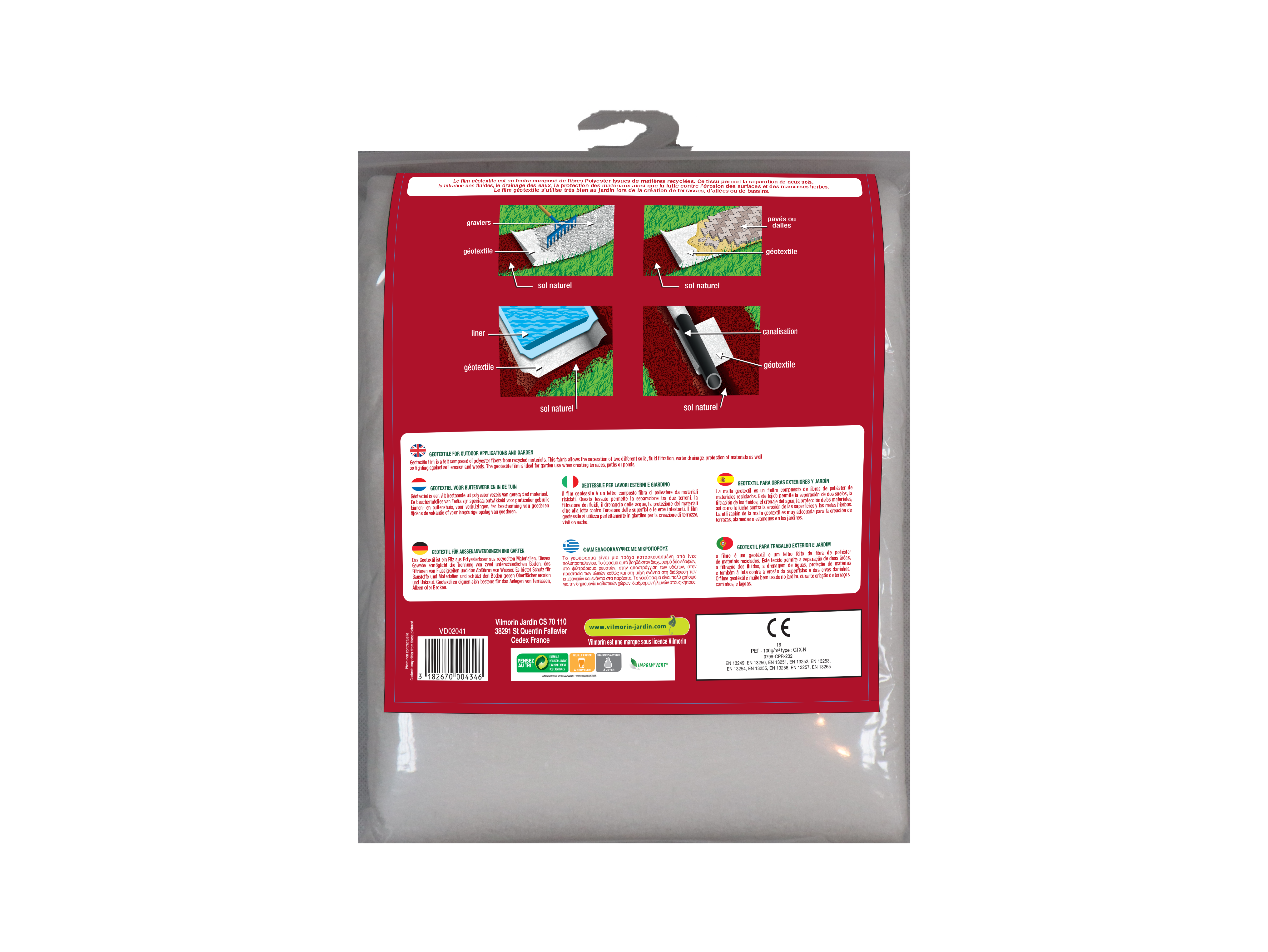 Géotextile Recyclé Travaux Extérieurs - 100 g/m² -1 m x 10 m - Blanc - 2