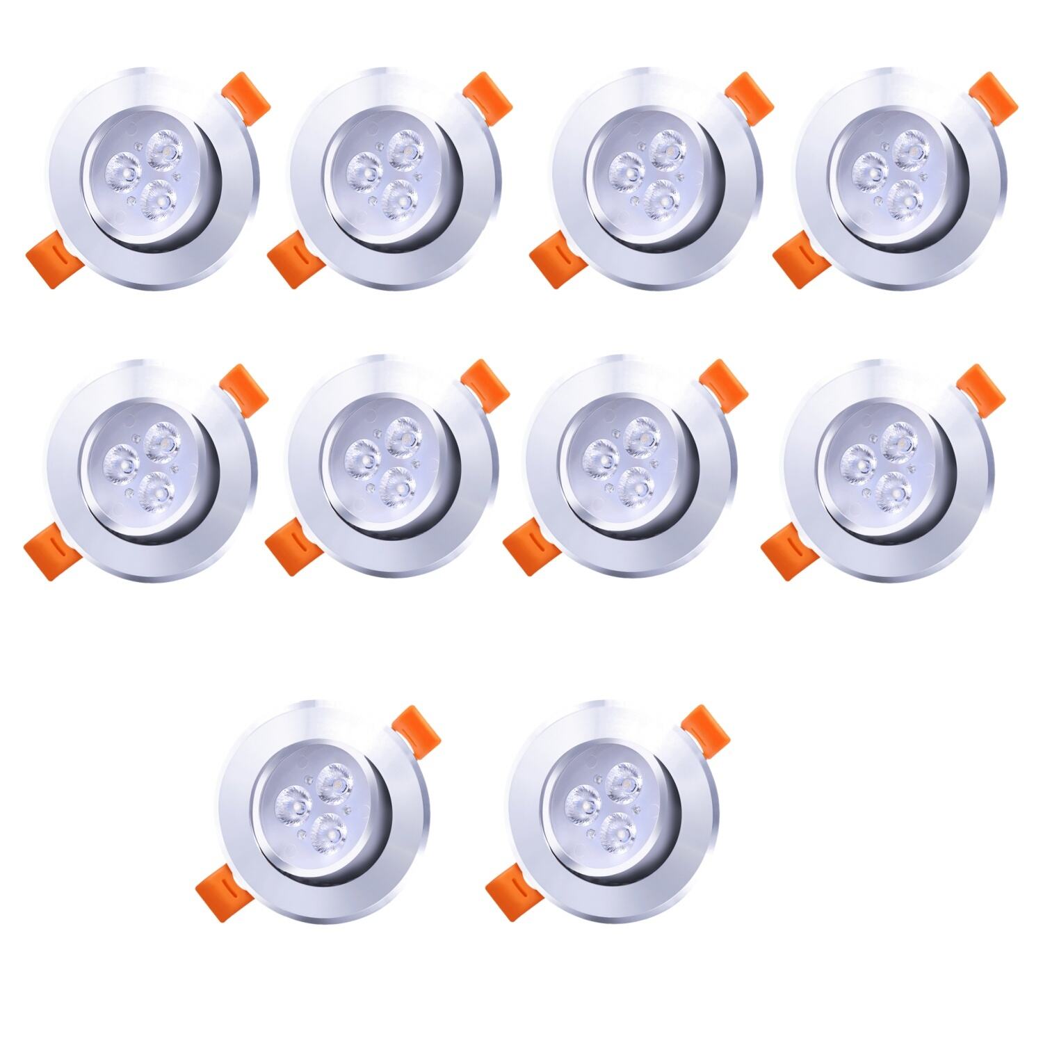 10 Pezzi Faretti da Incasso per Interno LED Orientabili 3W 6500K Bianco ...
