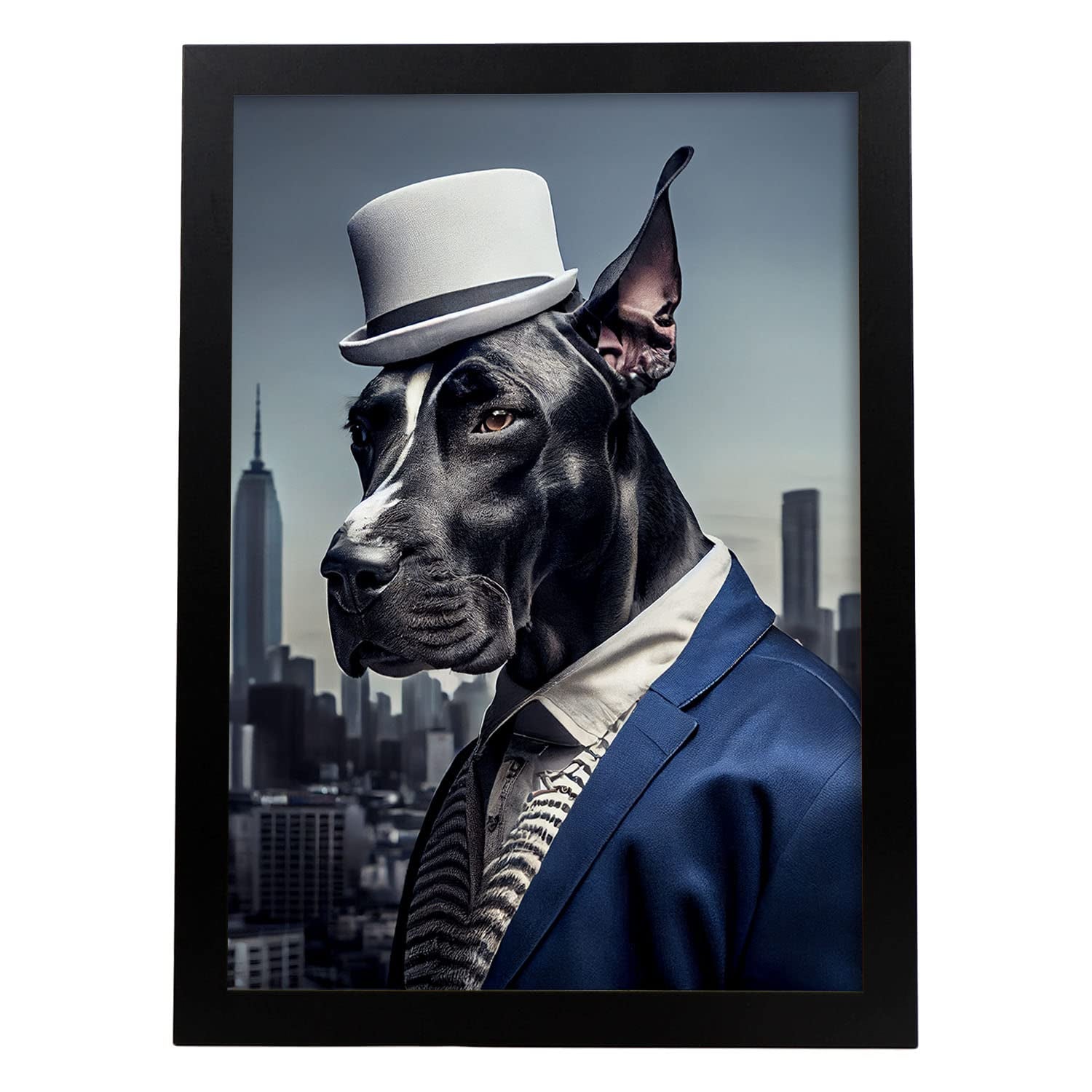 Nacnic lámina gran danés dependiente en estilo fotografía a todo color divertidas ilustraciones de animales con ropa humana diseño y a3 marco negro