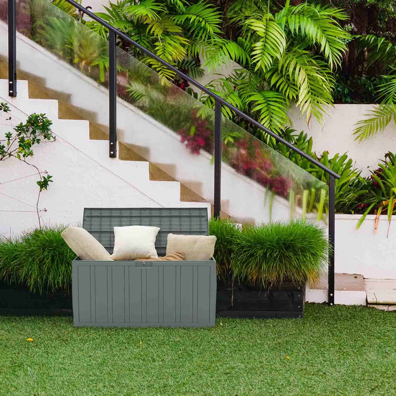 Coffre de Rangement en Résine Gardiun Top 117x45,5x57,50 cm 270L Montage par clic avec Système de Verrouillage Gris - 2