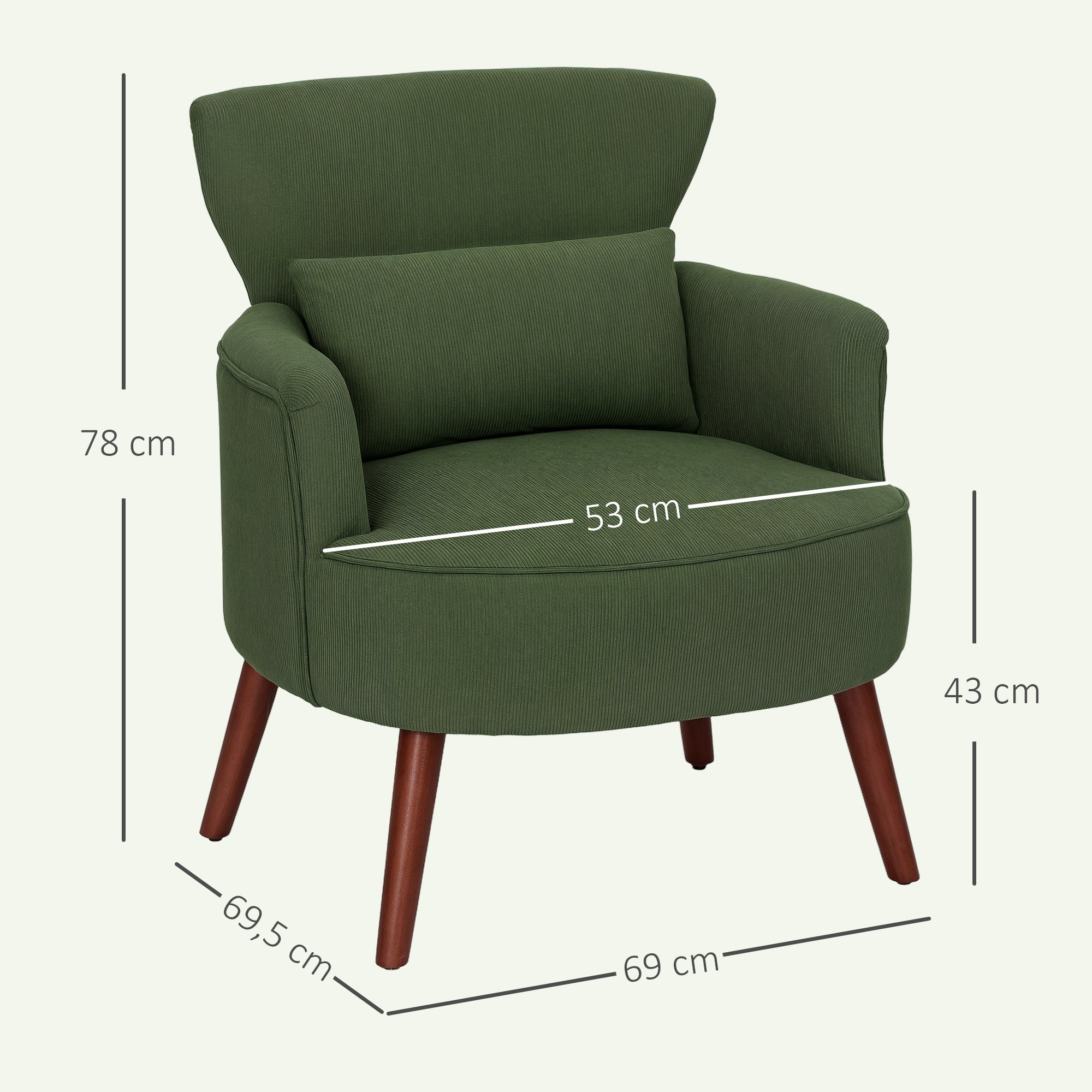 Fauteuil Moderne, Coussin Lombaire, Vert - 5