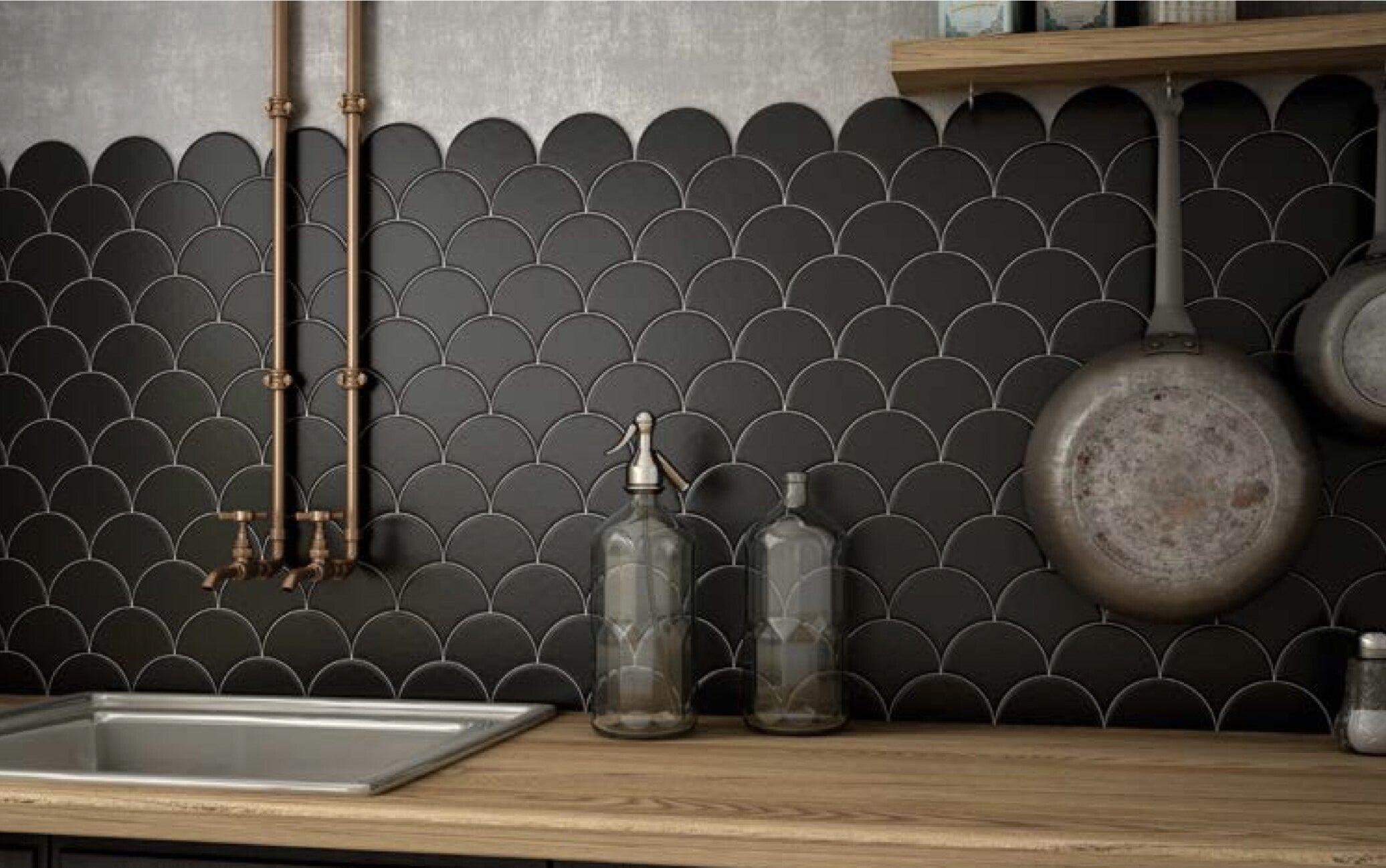 Faïence Écaille de Poisson SCALE FAN 10,6x12 Black Matt Leroy Merlin