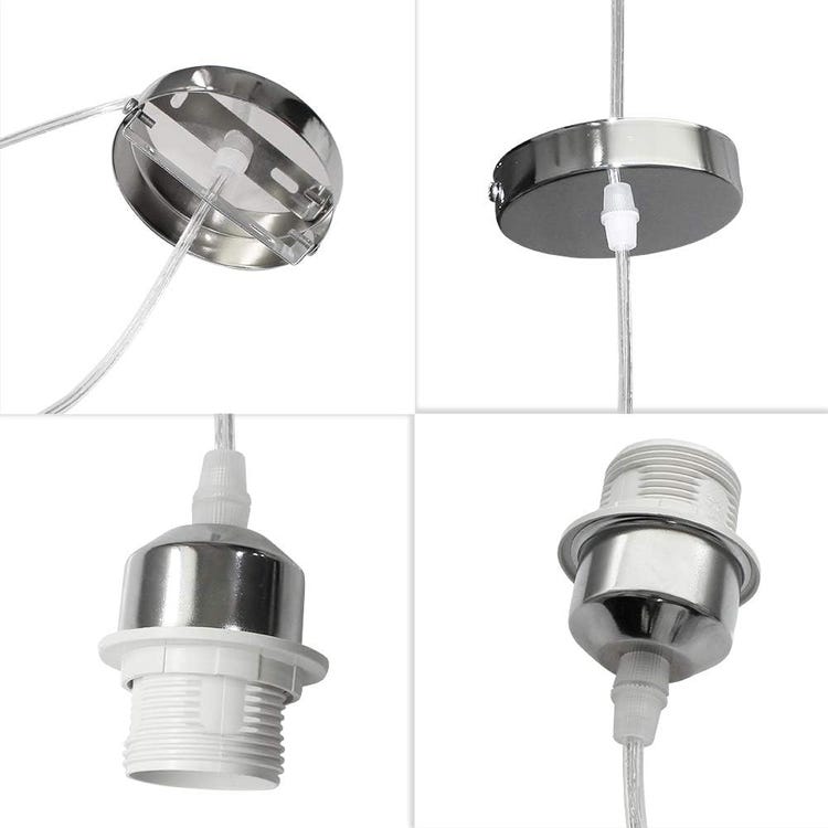 Suspension plume luminaire blanc moderne lustre abat-jour 30cm pour salons chambres d'enfants ampoule non incluse，Fyntera Europa - 4