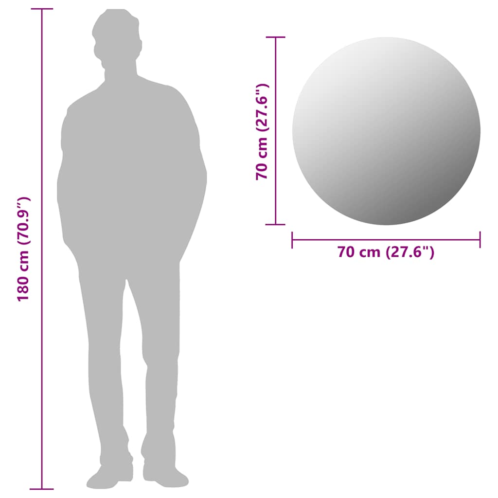 Miroir mural 70 cm Rond Verre vidaXL - 7