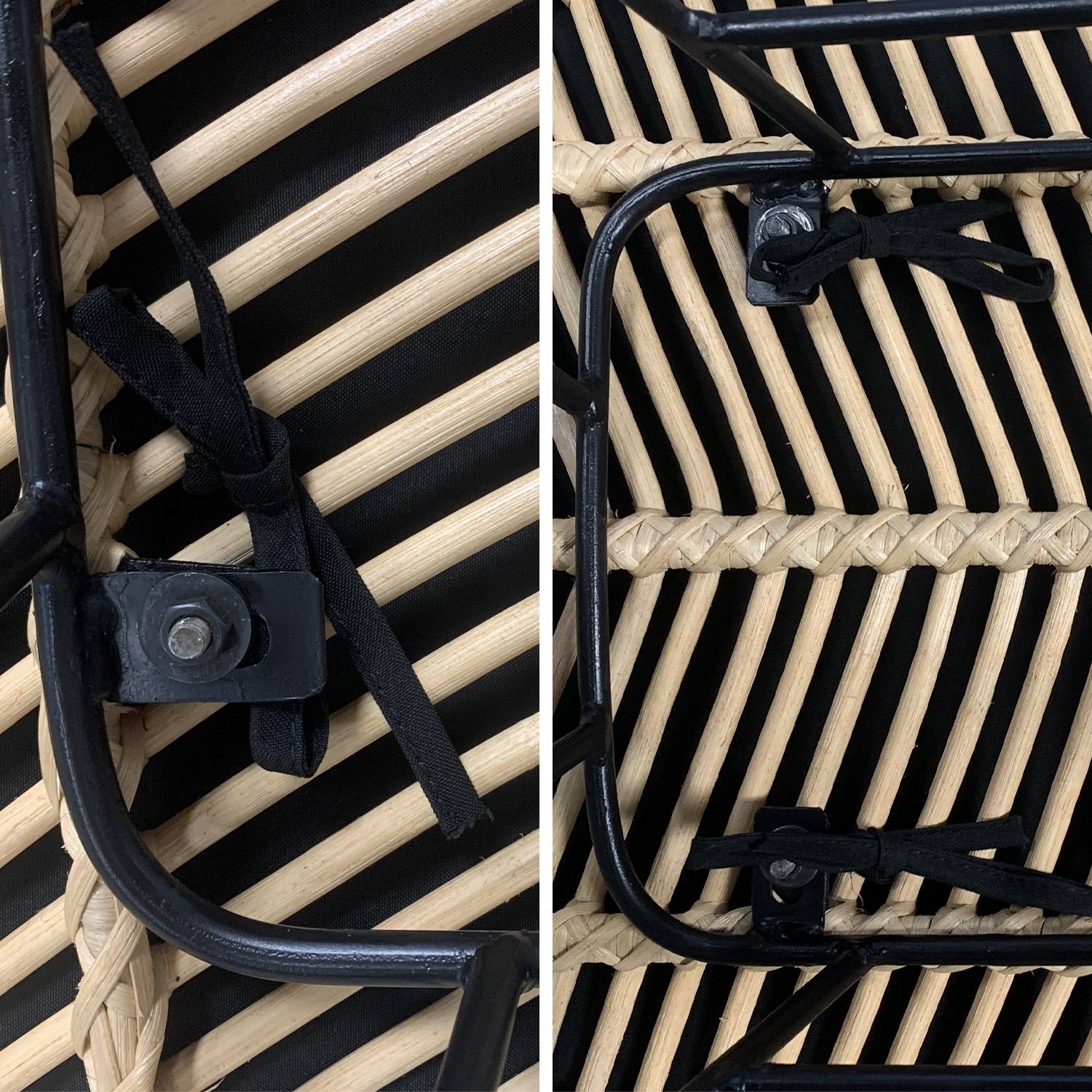 Lot de 2 tabourets de bar 67cm. métal et rotin. assise noire - Cahya CAHYA - 7