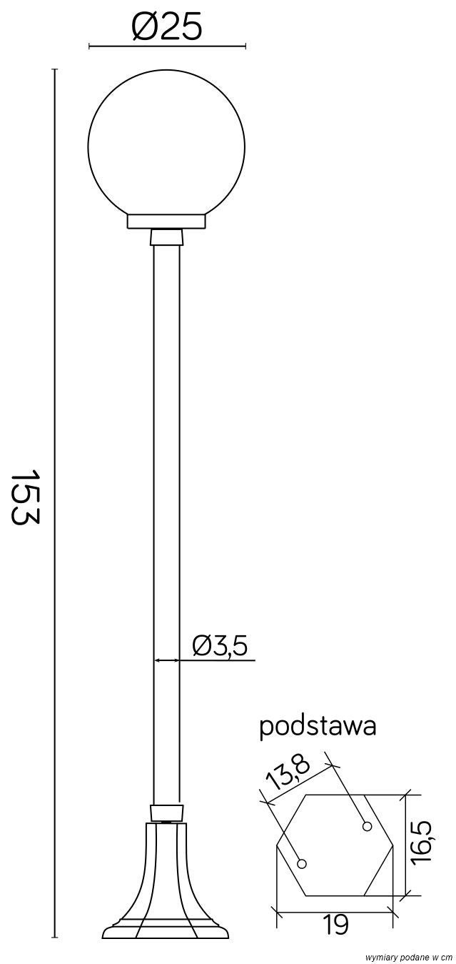 Lampa ogrodowa stojąca Kule czarna 1xE27x60W wym: 153 x 25 x 25 cm aluminium SU-MA