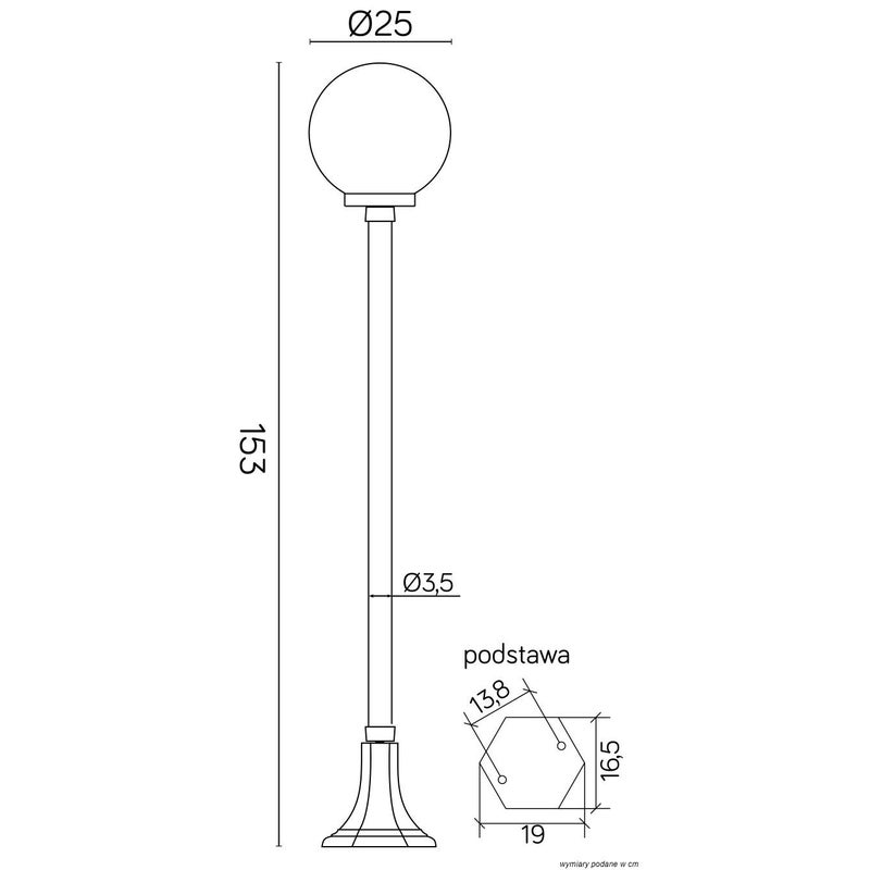 Lampa ogrodowa stojąca Kule czarna 1xE27x60W wym: 153 x 25 x 25 cm aluminium SU-MA