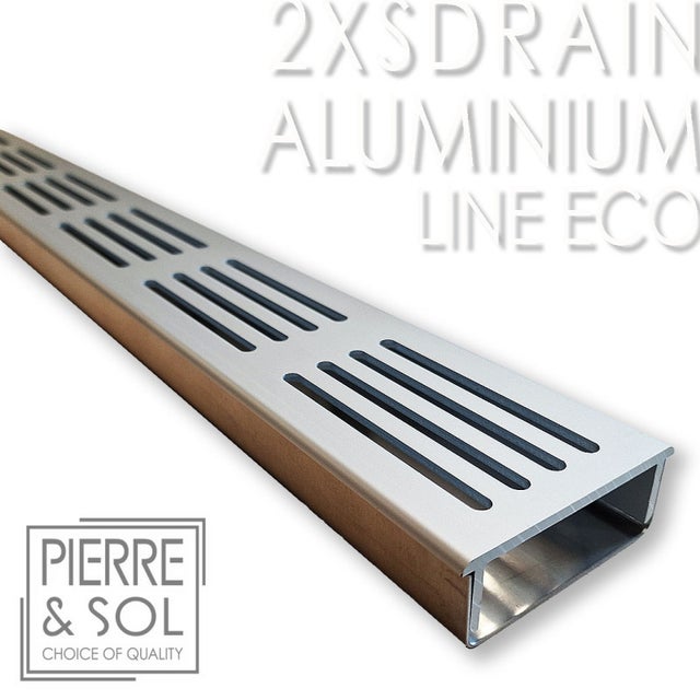 Caniveau Inox Hauteur 2 cm - 2XSDRAIN EASY Grille aluminium - LINE ECO - Caniveau de 100 cm