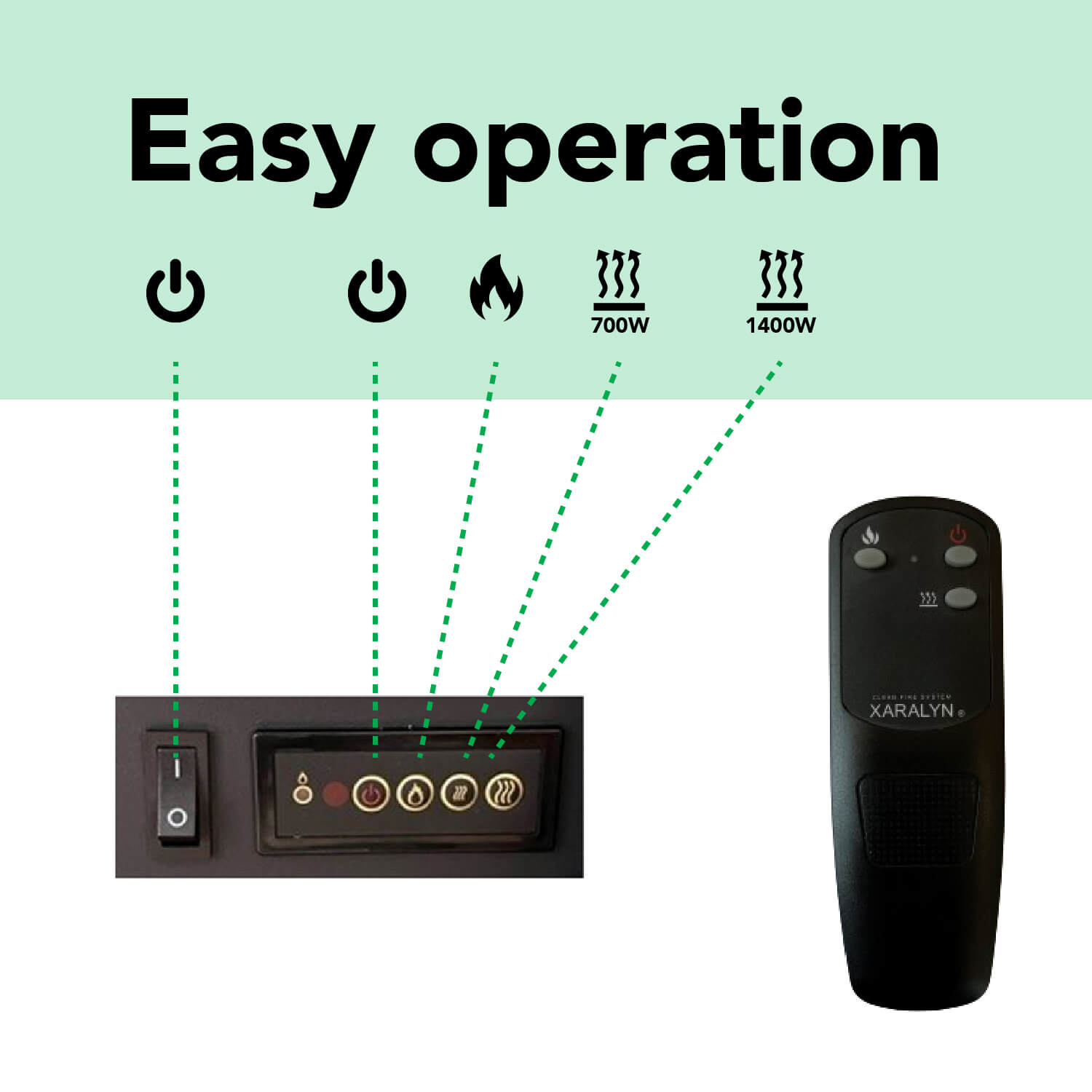 Xaralyn | Cheminée électrique encastrable Lucius - 1400 Watt chauffage - Télécommande - 6