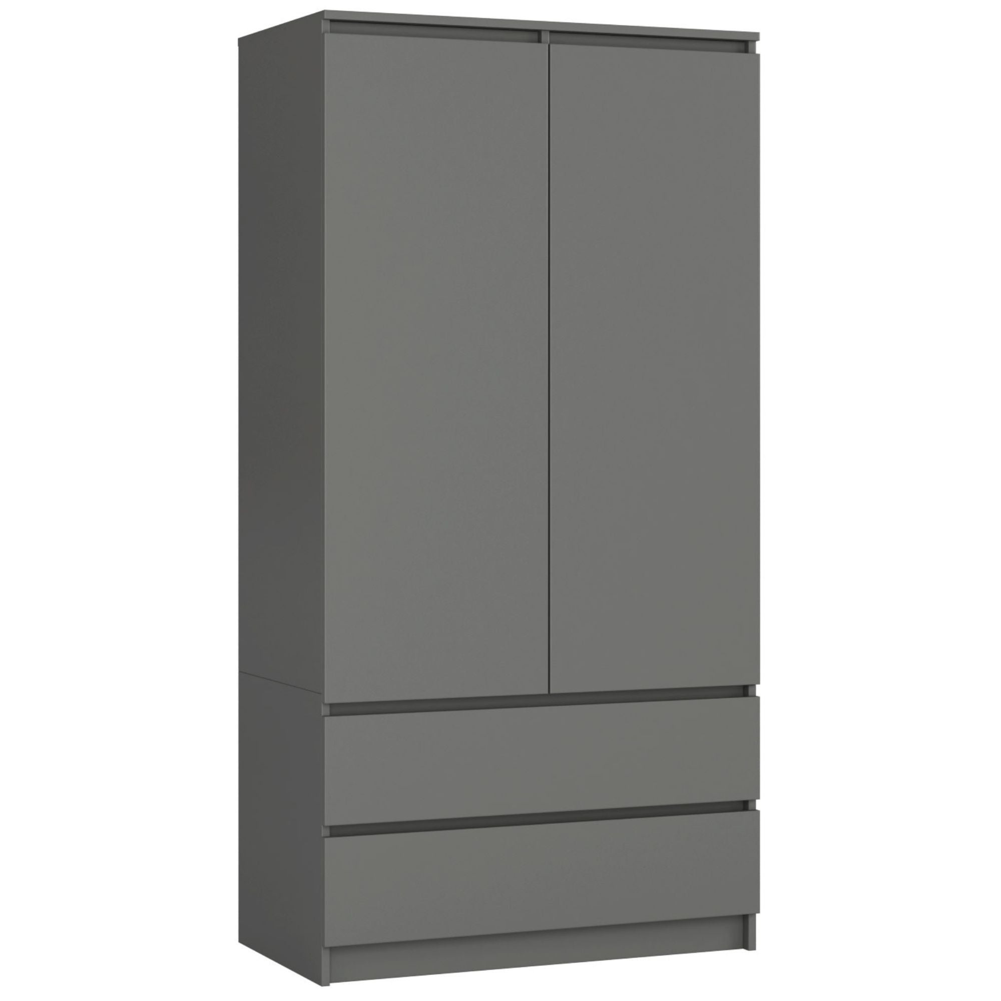 Szafa AKORD S90 Grafit Szary 90 cm 2 drzwi 2 szuflady kolor Grafit Szary mat 4 półki 90x51x180 cm