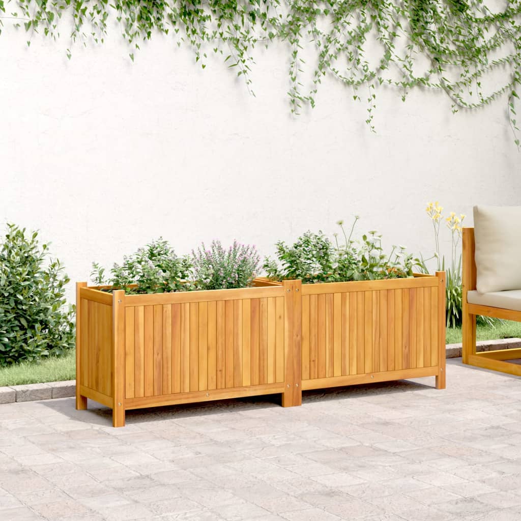 Jardinière avec doublure 153 x 38,5 x 50 cm en bois massif d'acacia - 3