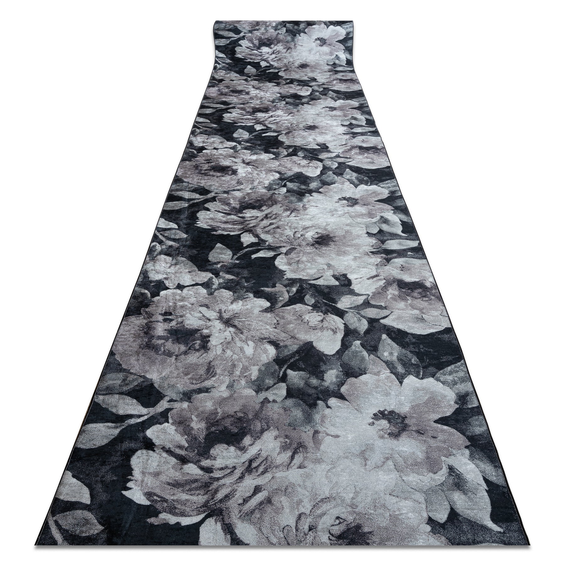 CHODNIK podgumowany DO PRANIA LOTUS BOUQUET 52901 Kwiaty szary / beż 120cm 120x620 cm