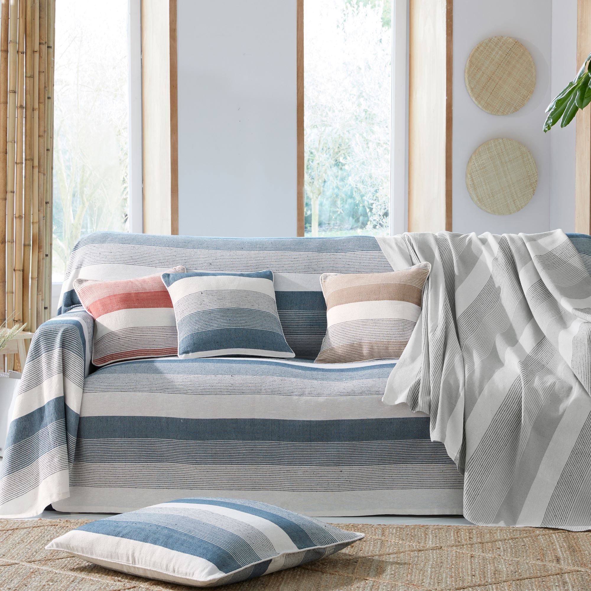 Jeté de canapé TREPORT 270x250 gris en coton - 2