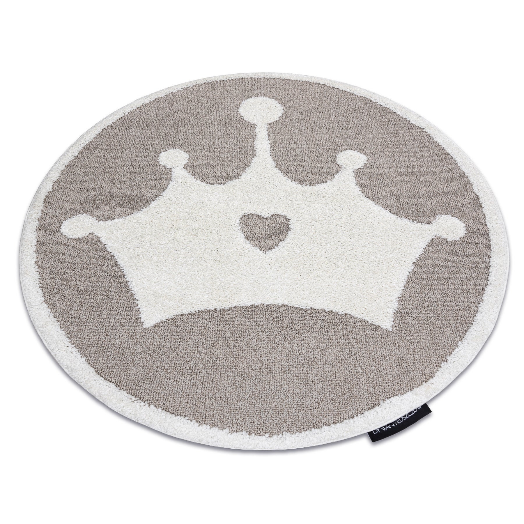 Dywan dziecięcy JOY Koło Crown korona, dla dzieci - Strukturalny, dwa poziomy runa beż / krem koło 120 cm