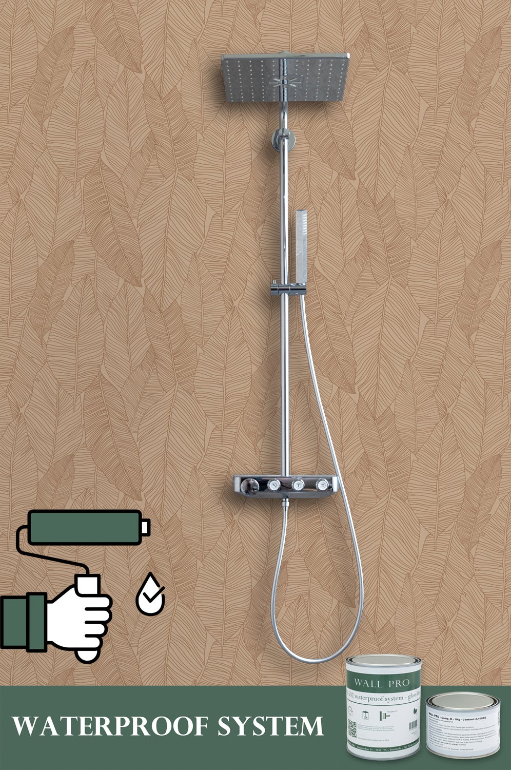 Papier peint feuilles dessinées rose terracotta - 53 cm x 10.05 m - ESTAhome - 8