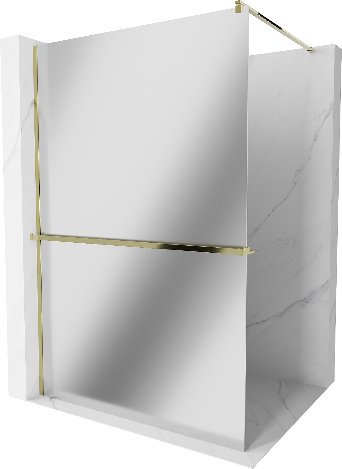 Mexen Kioto+ ścianka prysznicowa z półką Walk-in 120 x 200 cm, lustro, złota - 800-120-121-50-50