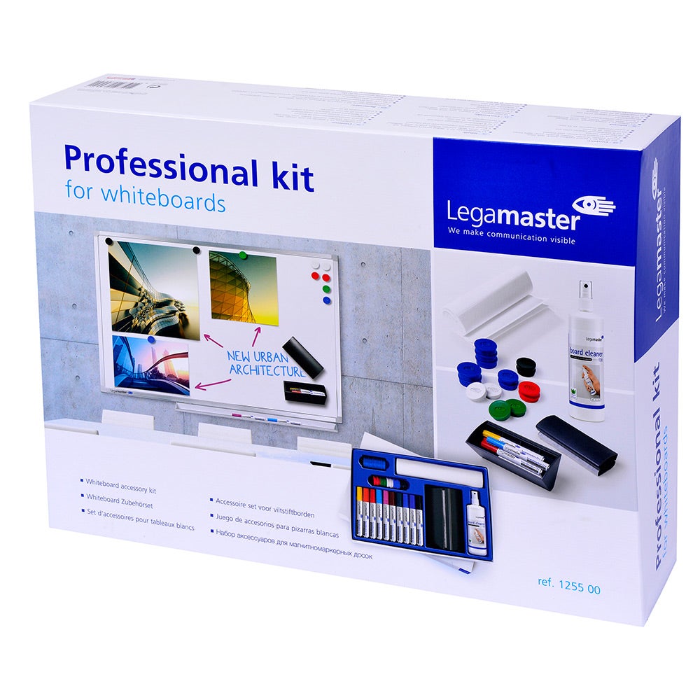 Kit Accessoires Tableau Blanc Legamaster Basic - 4 Marqueurs, Brosse, Nettoyant, Aimants