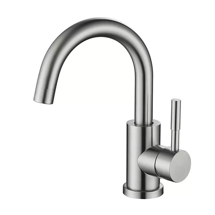 Obrotowa bateria umywalkowa 360°, wysoka bateria jednouchwytowa, ciepła i zimna woda, wysuwany perlator, klasyczny chrom, elastyczny wąż 60 cm