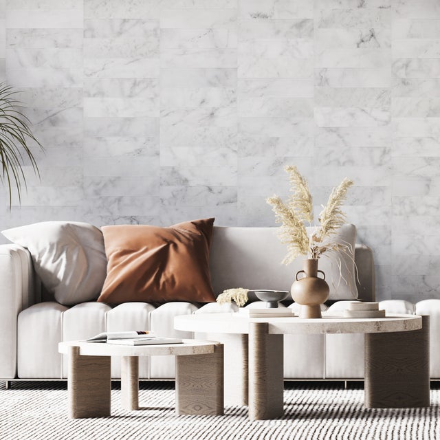 Veritable Marbre de Carrara Italien Satiné 19,8x61 cm – Finition Naturelle pour Sol et Mur