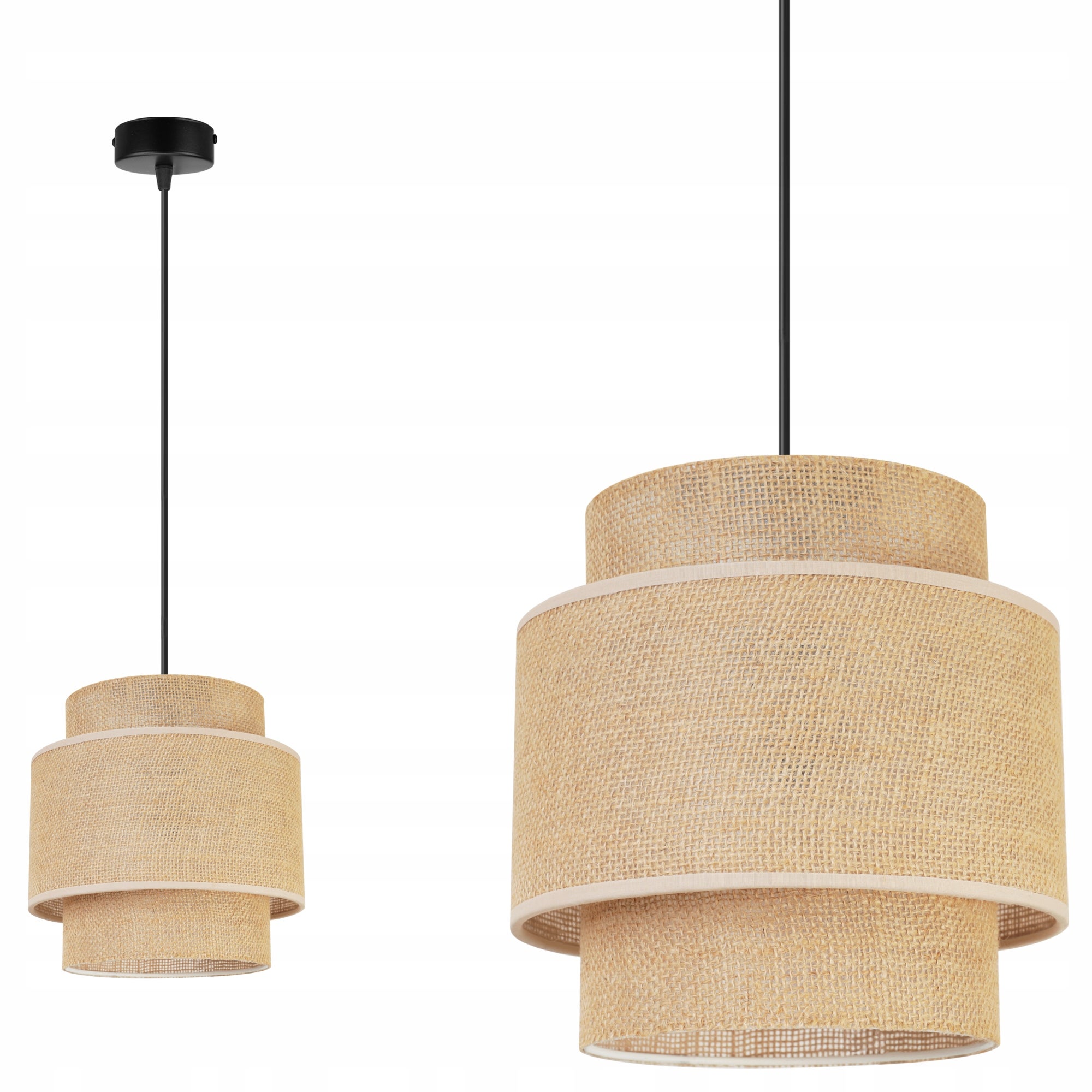 Lampa sufitowa wisząca Boho loft 1xE27 abażur juta czarny/beżowy Light Home LH