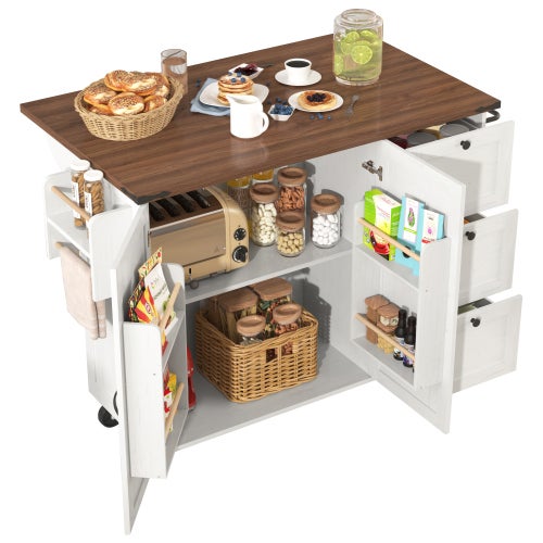 Ztforus  Isla De Cocina,Carrito De Servicio Con Encimera Extensible,Mueble De Cocina,Carrito De Cocina,Carrito De Comedor Con Vetas De Madera,Carrito De Comedo Beige , Leroy Merlin