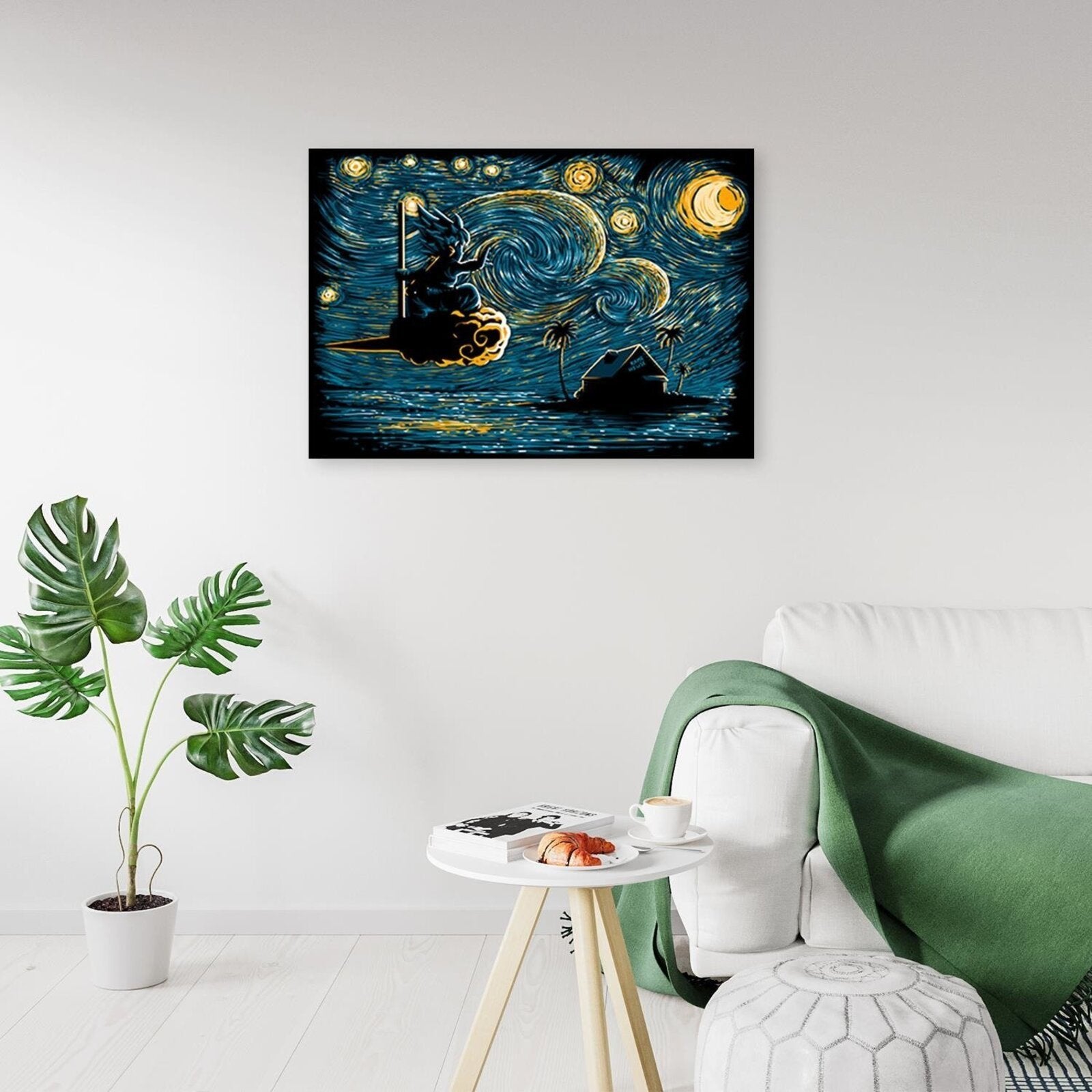 Tableau Dragon Ball Son Goku sur Kinto dans le style de Van Gogh - 90 x 60 cm - 3