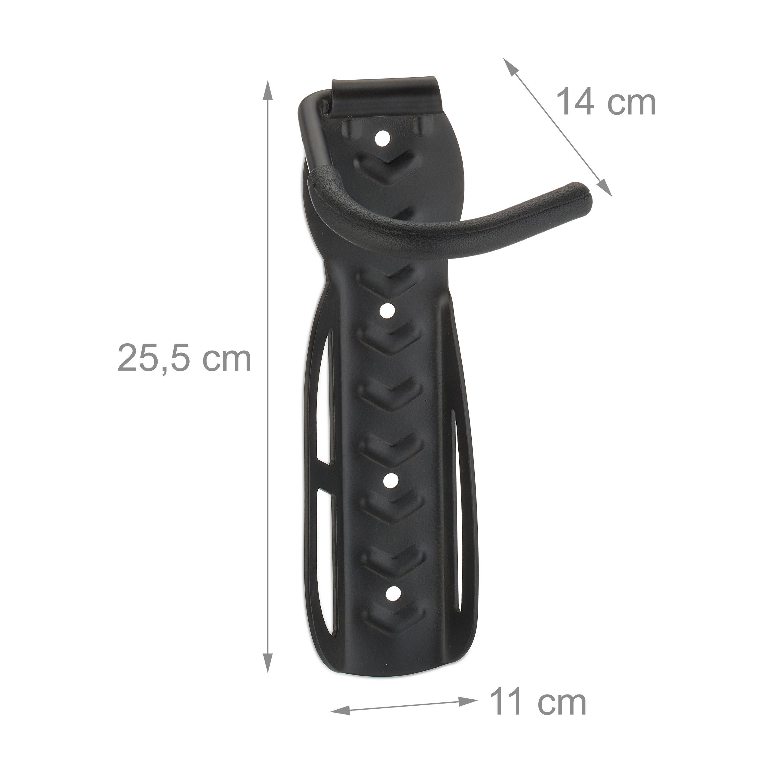 Support vélo mural en lot de 2, charge maximale : 25 kg, suspension verticale, métal (acier), noir, Relaxdays - 4