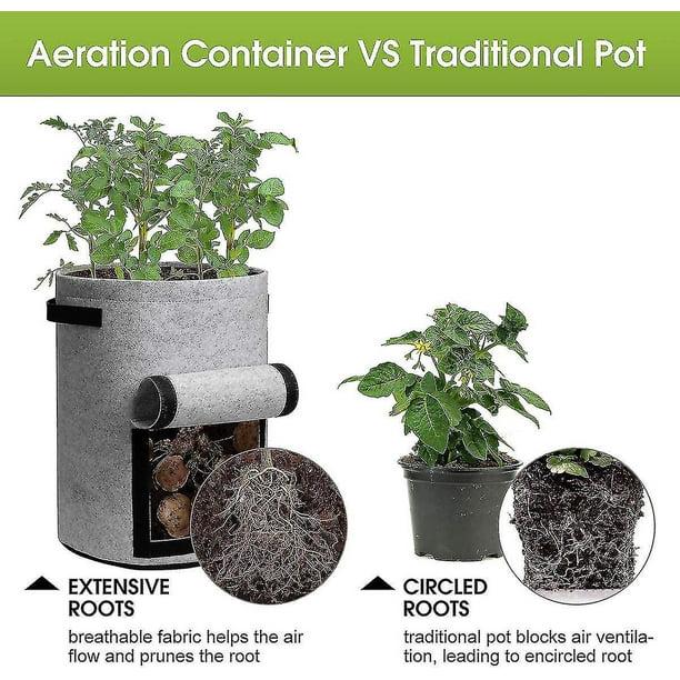 Sacs de culture pour pommes de terre avec rabat, 10 gallons, lot de 4, pots de plantation avec poignées et fenêtre de récolte pour pommes de terre, to - 5