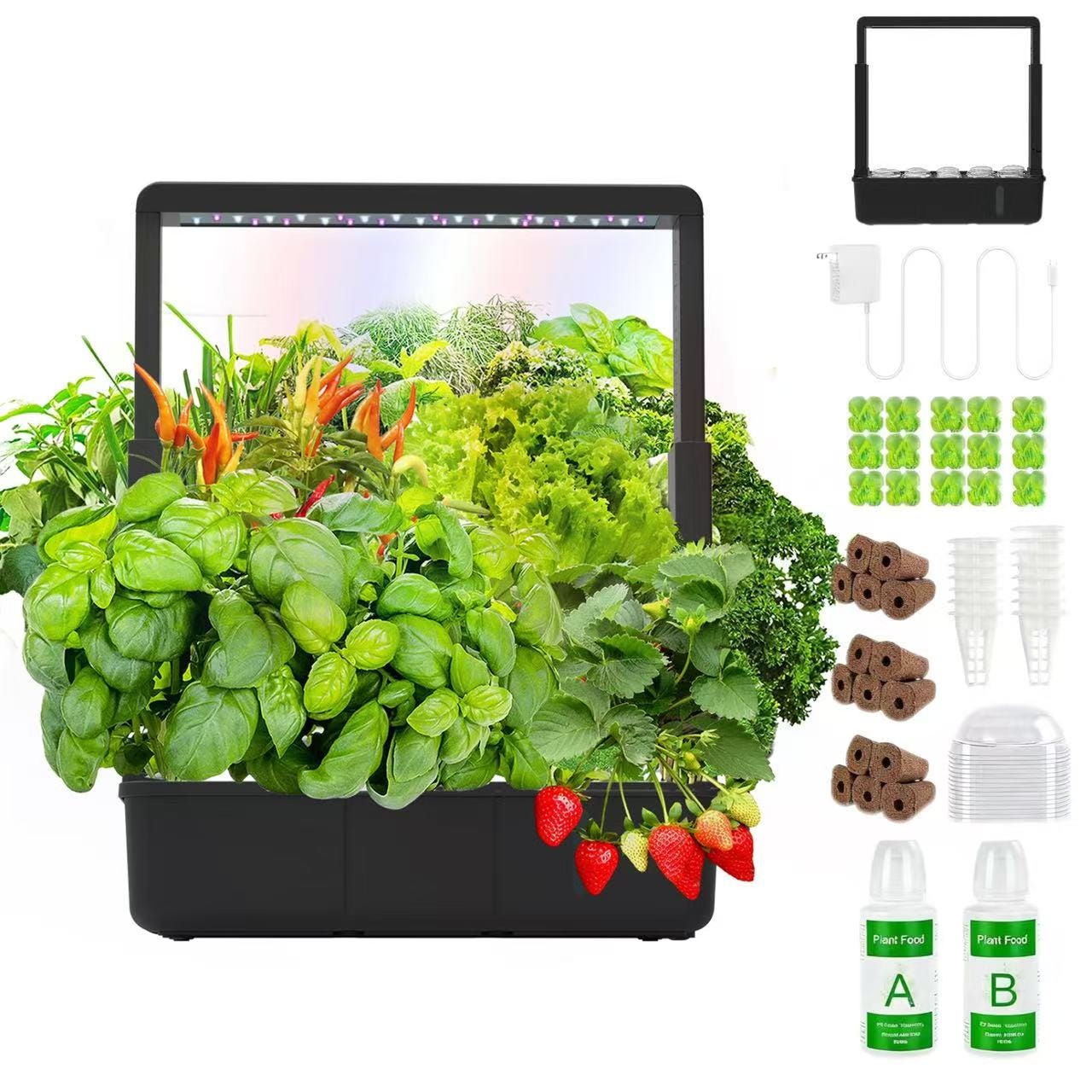 iDOO Potager Interieur, Hydroponie, Kits et Systèmes pour Cultures hydroponiques avec à 12 Dosettes, Minuteur Automatique, Hauteur Réglable, Jardin Interieur pour la Cuisine de la Maison, Noir iDOO Potager Interieur, Hydroponie, Kits et Systèmes pour Cultures hydroponiques avec à 12 Dosettes, Minuteur Automatique, Hauteur Réglable, Jardin Interieur pour la Cuisine de la Maison, Noir