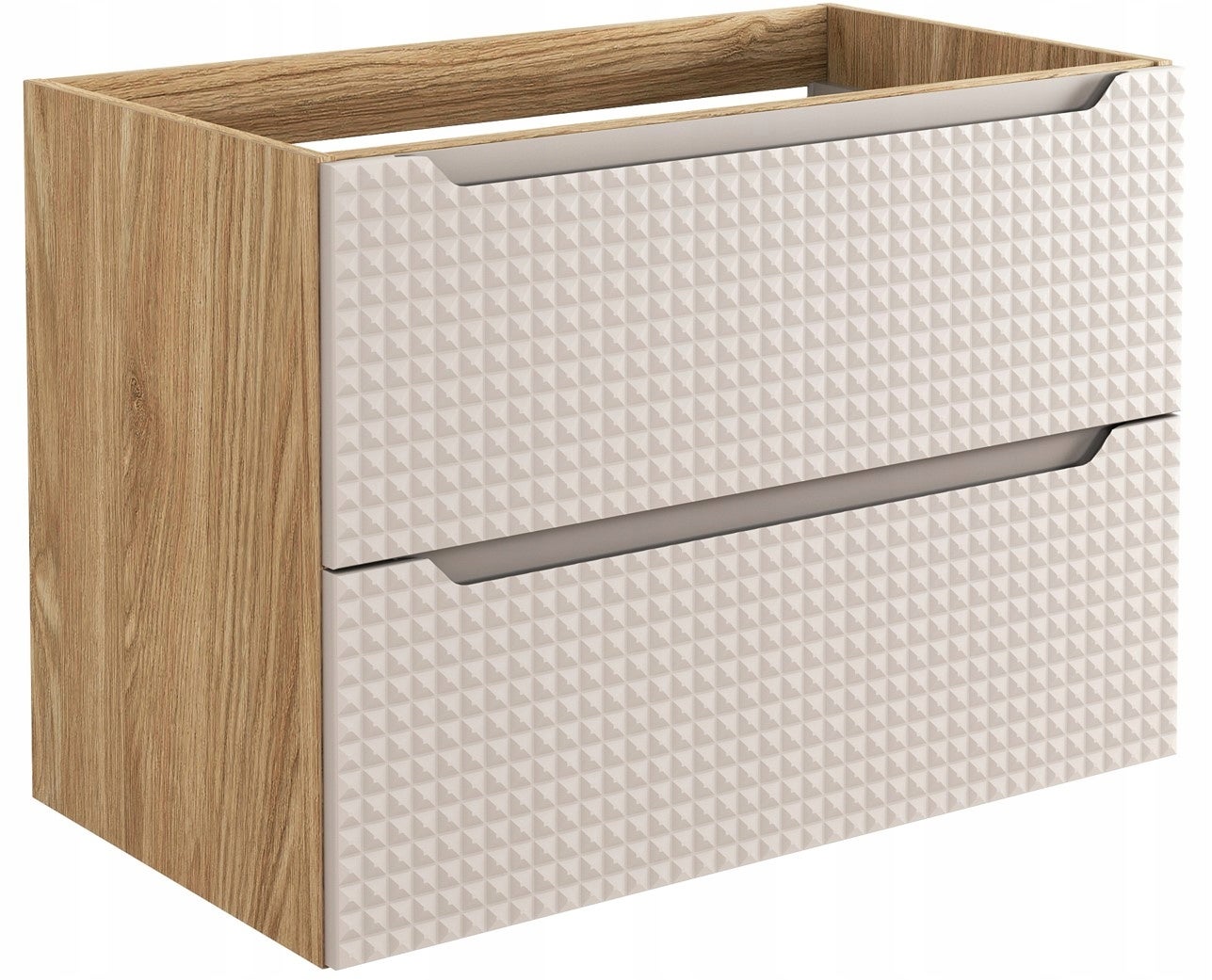 Szafka łazienkowa LUXOR 80 cm beżowa dąb olejowany front 3D MDF z szufladami