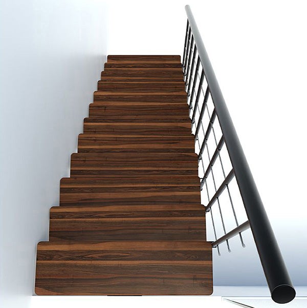 Escalier droit 12 marches - Hauteur à franchir 2.59 à 3.12m - Largeur 80cm - Structure noire et marche noyer - COMFO80/I/NN-12 - 6