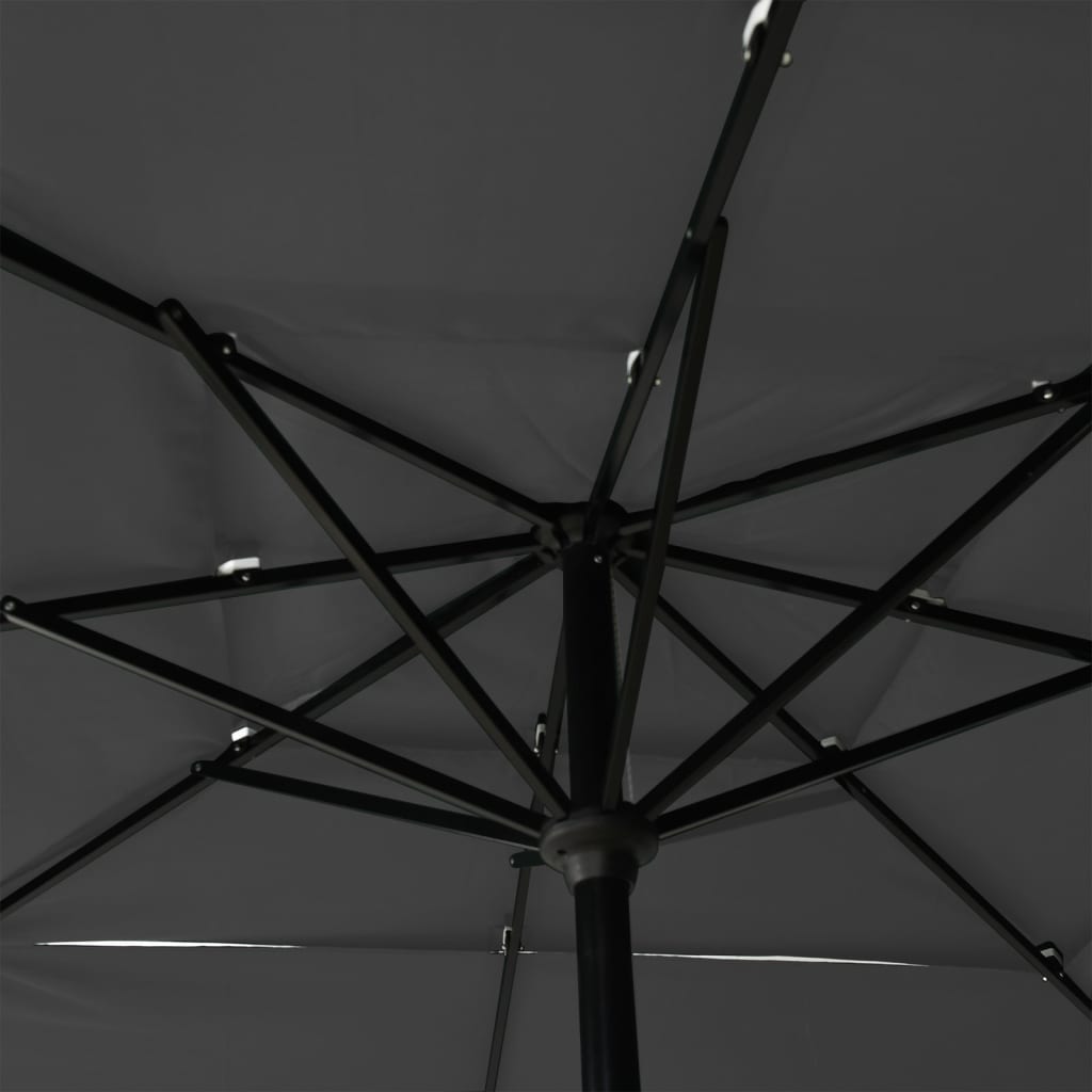 Parasol à 3 niveaux avec mât en aluminium Anthracite 2,5x2,5 m - 2