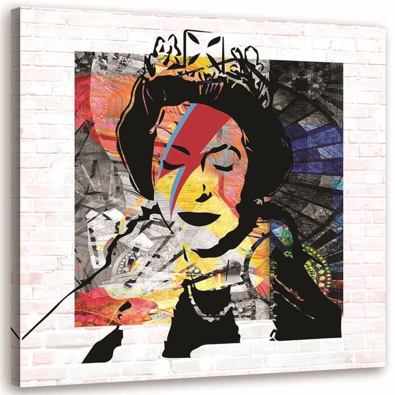 Obraz na płótnie, Banksy Królowa Anglii 30x30